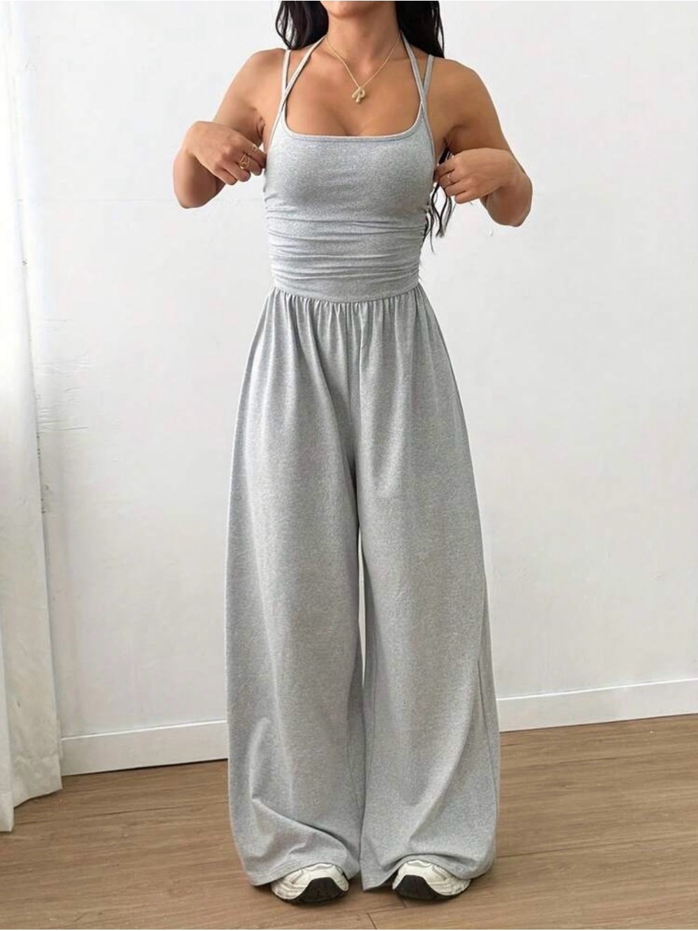 Grey Wide-Leg Jumpsuit- medium